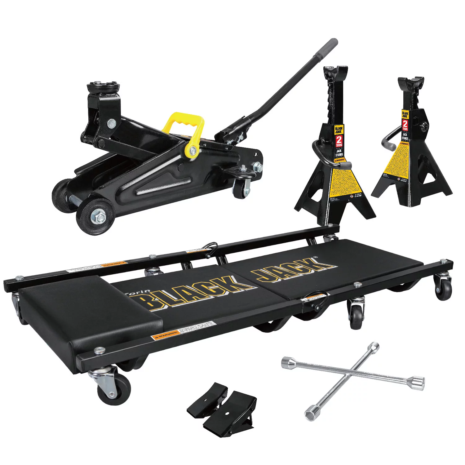 Torin Black Jack T82206W 2 Ton Vehicle Lift Combo Kit for Any Type:Trolley Jack&Creeper Seat&Jack Stands