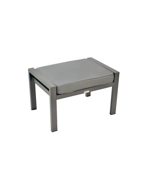 Tortuga Outdoor Lakeview Modern Aluminum Ottoman with Cushion, Charcoal Cushion