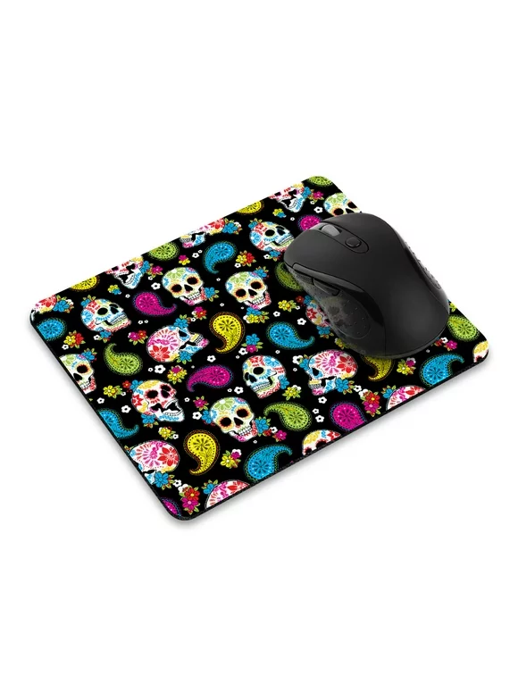 WIRESTER Rectangle Standard Mouse Pad, Non-Slip Mouse Pad for Home, Office, and Gaming Desk, Colorful Sugar Skulls