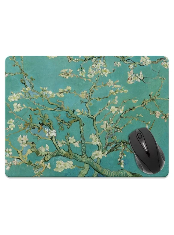 WIRESTER Super Size Rectangle Mouse Pad, Non-Slip X-Large Mouse Pad for Home, Office, and Gaming Desk - Almond Blossom Van Gogh