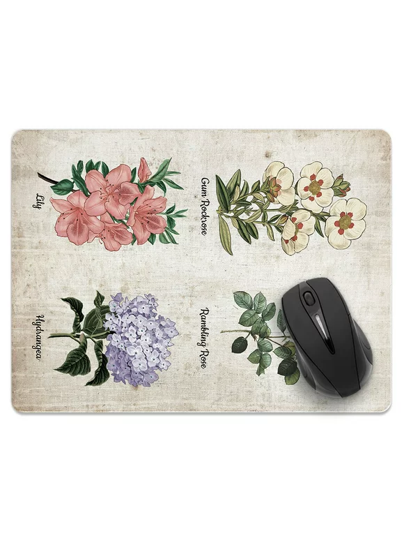 WIRESTER Super Size Rectangle Mouse Pad, Non-Slip X-Large Mouse Pad for Home, Office, and Gaming Desk - Vintage Botanical Flowers