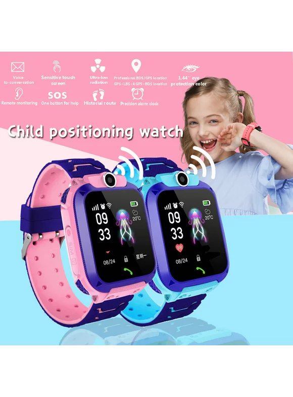 Waterproof 400mAh Anti-lost Smart Watch Kids Wristwatch Touch Screen GPRS Locator Tracking Anti-Lost SOS Call (Blue & Pink)