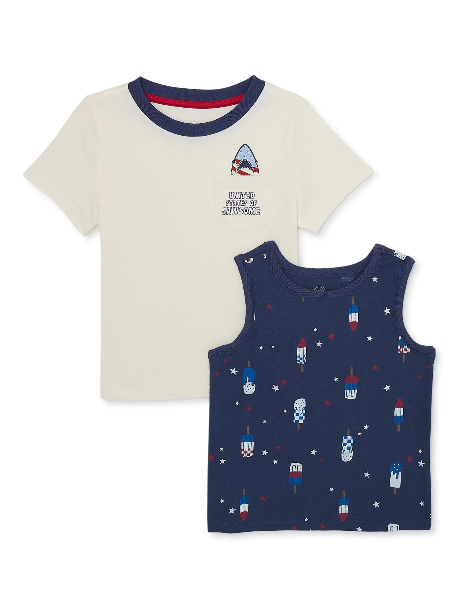 Way to Celebrate Americana Toddler Boy T-Shirt & Tank Top Set, 2-Pack, Sizes 2T-5T