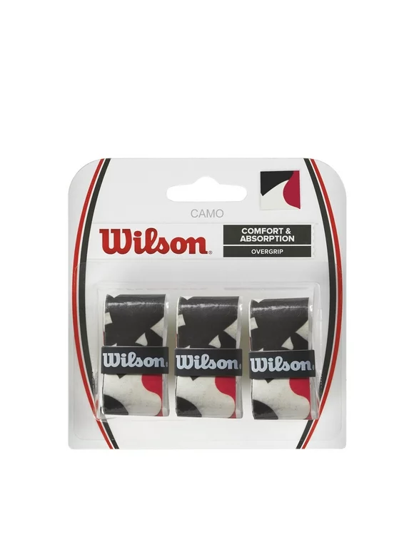 Wilson Sporting Goods Pro Tennis Racket Overgrip - Red/White/Blue Camo, 3 Pack