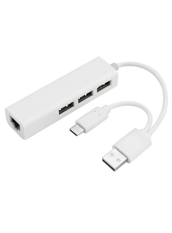 Winnereco USB 3.1 Type C to Gigabit Ethernet Network with USB 2.0 Hub Adapter Cable