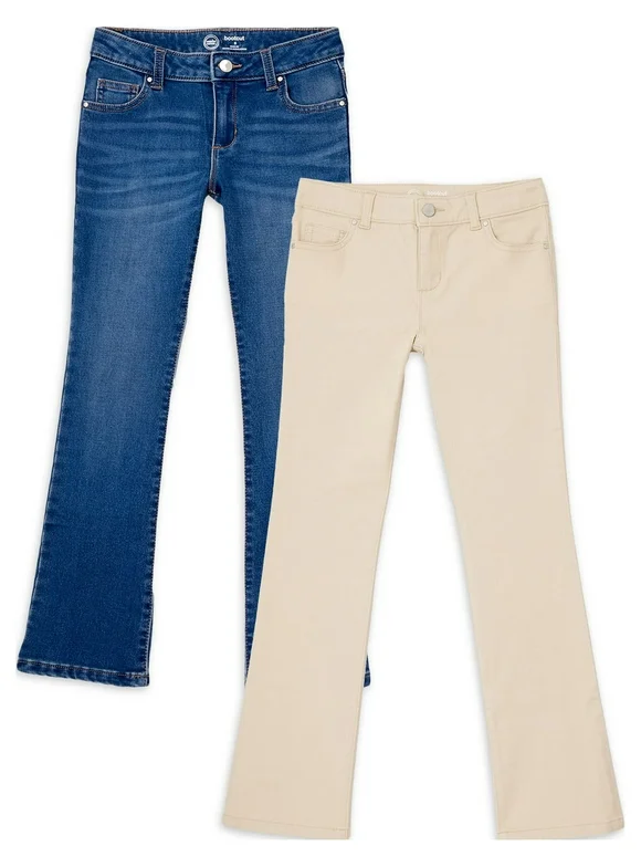 Wonder Nation Girls Kid Tough Bootcut Jeans, 2-Pack, Sizes 5-18 & Plus