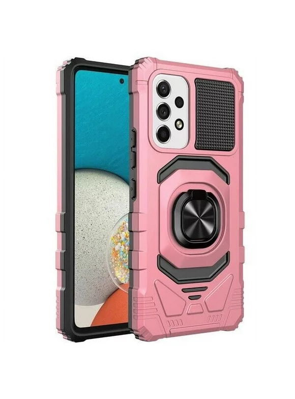 Wydan Case for Samsung Galaxy A03S Case [Military Grade] Ring Car Mount KickHybrid Stand Shockproof Hard Magnetic Slim Hybrid Stand Heavy Duty Case - Rose Gold