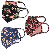 3Pcs Flower women face mask Protect Reusable Comfy Washable Made In USA  Covering Masks