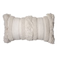 Better Homes & Gardens, Natural Fringe & Textured Oversized Oblong Decorative Throw Pillow, 14x24, Ivory